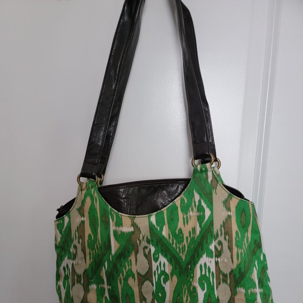 Vintage Route 66 Aztec Print Large Shoulder Bag/Purse in Green/Brown/Gray - Picture 12 of 12